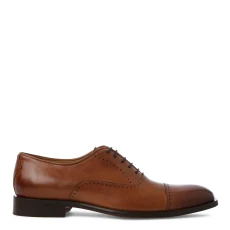 Tan Leather Livorno Toe Cap Oxford Shoes - Brown
