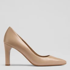Tan Tess Leather Heeled Court Shoes - Beige