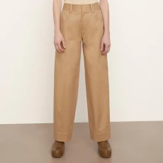 Tan Wide Leg Cotton Trouser