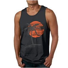 Tank Top Men's Summer Sleeveless Muscle Shirts Casual Sports T-Shirt Cotton Lightweight Undershirt Shirt Fitness Tank Tops Holiday Hawaiian Tank Top Men Crew Neck Tops Running Shirt, 01-black, XL