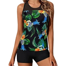 Tankini Set for Women Halter V Neck Graphics Two Piece Swimsuits Dressy Slim Fit Vintage Monokini Beach Athletic Sporty Swimsuit Bikinis