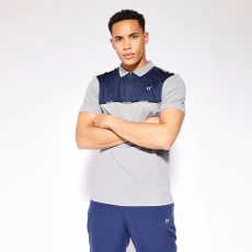 Taped Zip Polo - Golf Grey / True Navy Taped Zip Polo - Golf Grey / True Navy
