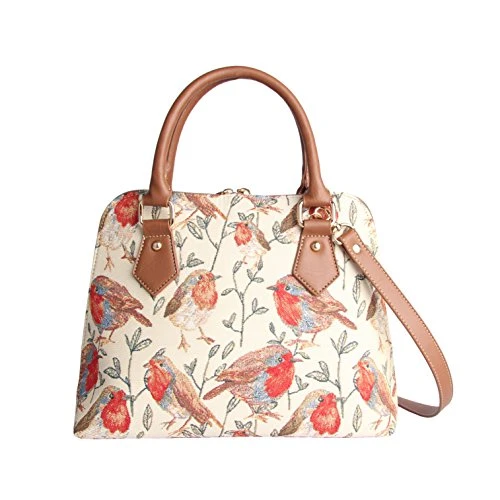 Tapestry Handbags Shoulder bag and Crossbody Bags for Woven with Bird Design (Robin, CONV-ROB)