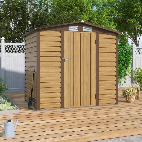 Tawny Outdoor Galvanized Steel Storage Shed - Size Large - Brown