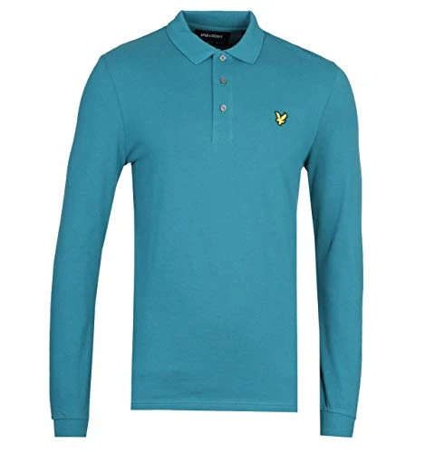 Teal Long Sleeve Pique Polo Shirt - Medium