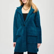 Teal Soft Longline Coat - Navy