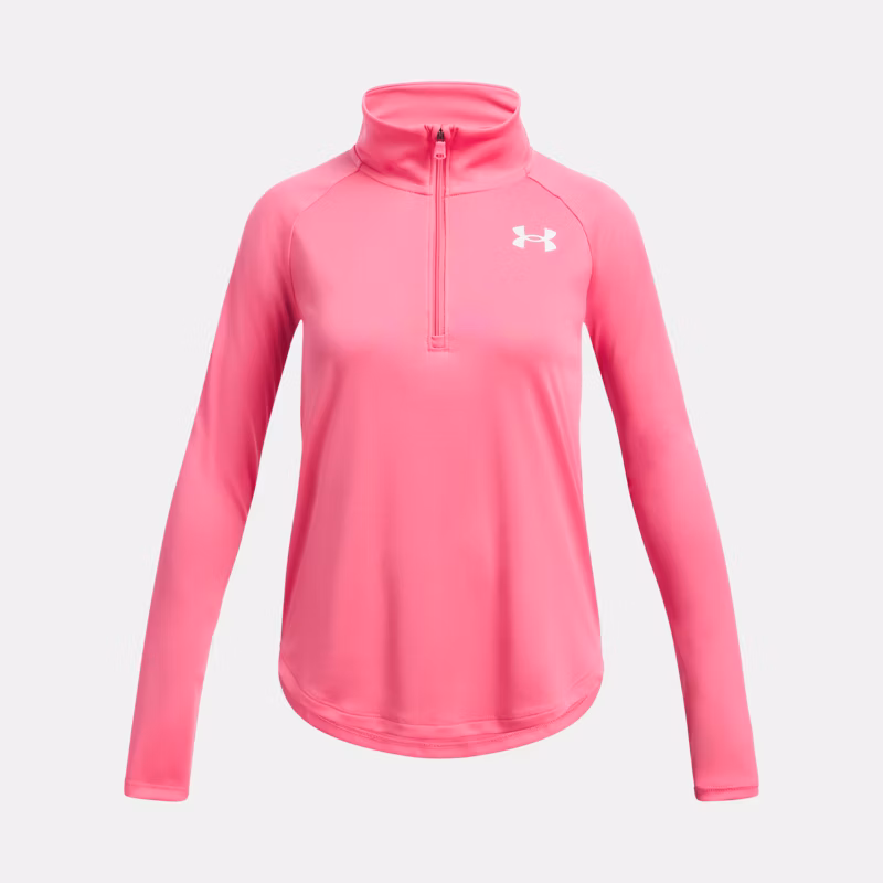 Tech Graphic Girls Half Zip Super Pink / White YXL (63 - 67 in)