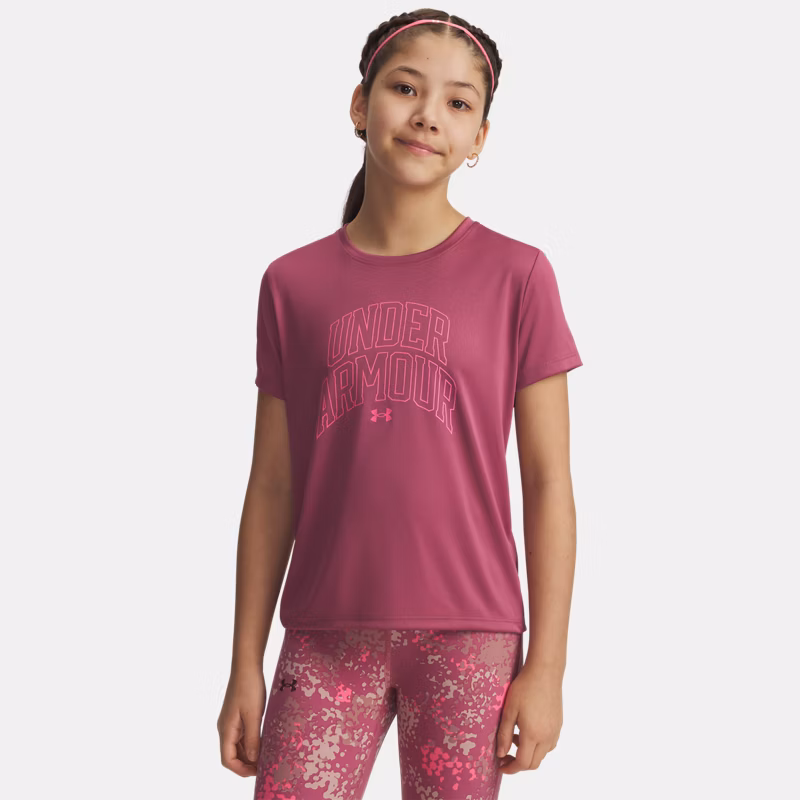 Tech Varsity Graphic Girls Short Sleeve Fuchsia Dusk / Super Pink YXL (63 - 67 in) - Red