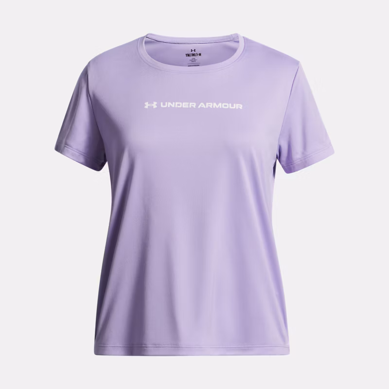 Tech Wordmark Graphic Girls Short Sleeve Transparent / White YXL (63 - 67 in) - Purple