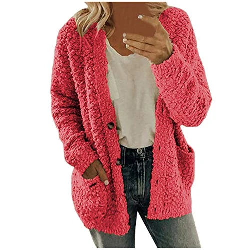 Teddy Bear Cardigan For Women Teddy Fleece Jacket Women Teddy Bear Jumper Women Teddy Fleece Hoodie Womens Woolen Sweater For Women Cardigan Cardigan With Pockets Women Ladies Coats Winter Clothes