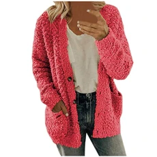 Teddy Bear Cardigan For Women Teddy Fleece Jacket Women Teddy Bear Jumper Women Teddy Fleece Hoodie Womens Woolen Sweater For Women Cardigan Cardigan With Pockets Women Ladies Coats Winter Clothes