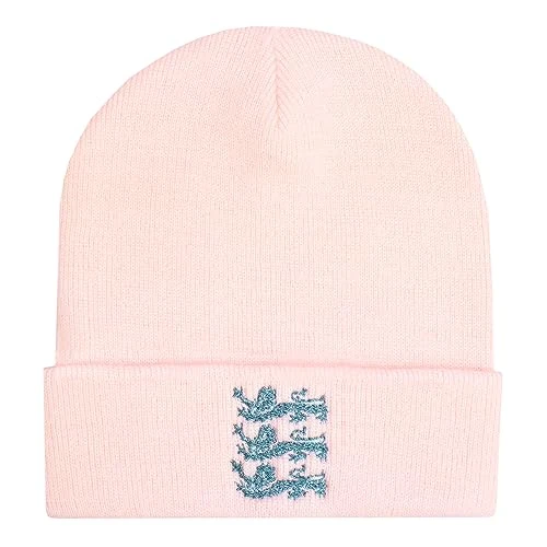 TeddyT's Women's 3 Lions England Embroidered Thermal Beanie Hat Pink