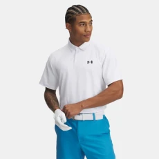 Tee To Green Pique Mens Polo White / Black Tee To Green Pique Mens Polo White / Black