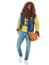 Teen Wolf Costume, Adults Jacket, Vest, Gloves, Wig & Beard in Blue, Yellow & Brown, Official Teen Wolf License Outfit with Ribbed Cuffs & Waist, Mock Leather & Latex Paw Gloves