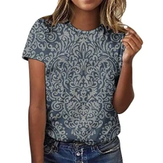 Teenage Girls Gifts,Try Before You Buy Womens Women'S Fashion Casual Short Sleeve Printed Round Neck Loose Pullover Top Plus Size Tops for Women Football Shirts Gym Shirt Gym(2-Gray,3XL)