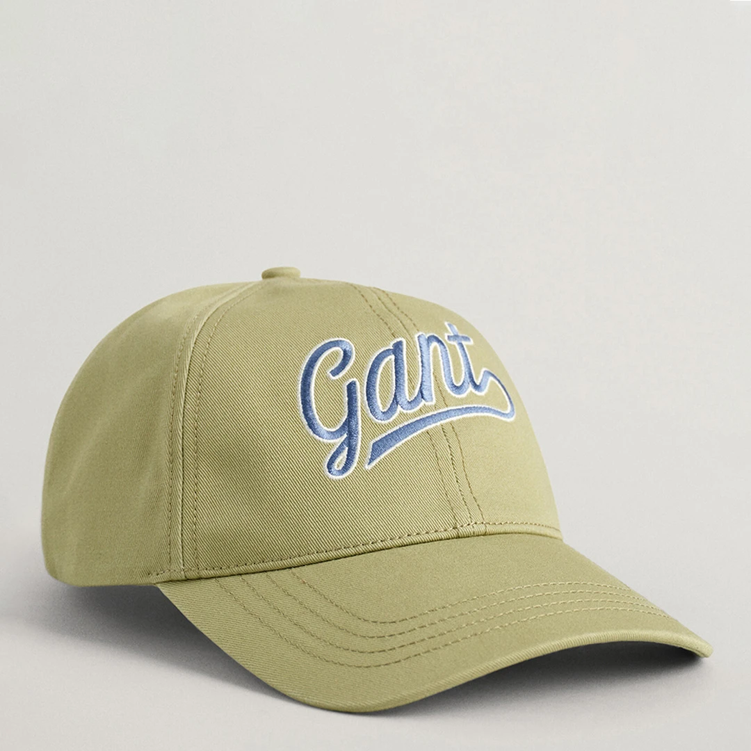 Teens Green Script Logo Cotton Cap - Beige