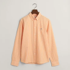 Teens Orange Striped Shield Button Down Poplin Shirt