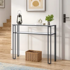 Tempered Glass Black Frame Console Table