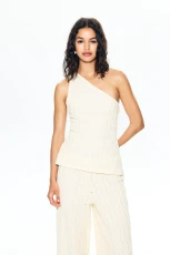 Textured Asymmetric Top - Ecru