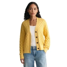 Textured Knit Cardigan XL Yellow Textured Knit Cardigan XL Yellow