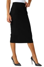 Textured Pencil Skirt for Women UK Ladies Jersey Work Office Smart Formal Bodycon Under The Knee Length Calf Length Midi Tight Fitted Straight Shift - Black - Size 14 Textured Pencil Skirt for Women UK Ladies Jersey Work Office Smart Formal Bodycon Under The Knee Length Calf Length Midi Tight Fitted Straight Shift - Black - Size 14