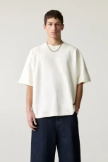 Textured Short Sleeve Sweatshirt - Off white