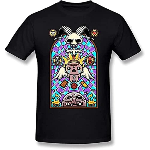 The Binding of Isaac T Shirt The Binding T-Shirt Short Sleeve Tee Shirt Printed Cotton Cute Men Tshirt - XL Black