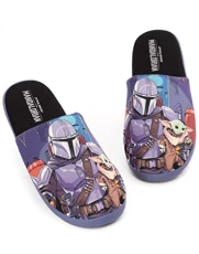 The Mandalorian Slippers for Men Adults Baby Yoda Character House Shoes Movie Merchandise Gifts for Him | Foam Slip On 9-10 UK Black