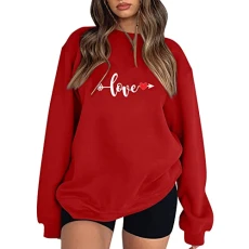 Thermal Hoodie Women Blue Hoodie Jumpers 70Th Birthday Gifts for Women Sauna Women Casual Loose Autumn And Winter Round Neck Valentines Day Print Long Sleeved Pullover Sweater Sale Clearance