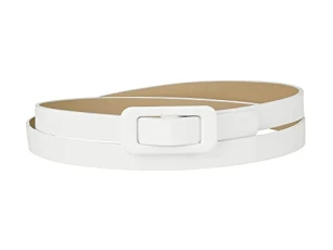 Thin Nonporous Waist Belt Rectangle Buckle Plus Size Belts for Jeans Dress Cream Fit waist up to 99c