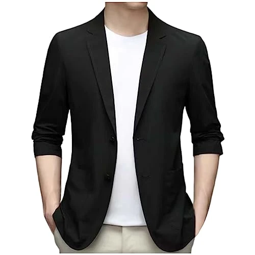 Thin Summer Blazer Men's - Mens Blazers Smart Casual Men's Casual Blazers One Button Lightweight Breathable Sport Coat Summer Suits Jacket Men's Blazers Men's Suit Jackets Lightweight Mens Suit Black
