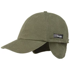 Thinsulate Cap with Ear Flaps Women/Men - Winter Baseball Protection Peak, Flaps, Lining, Closed Back Autumn-Winter - L (57-58 cm) Olive