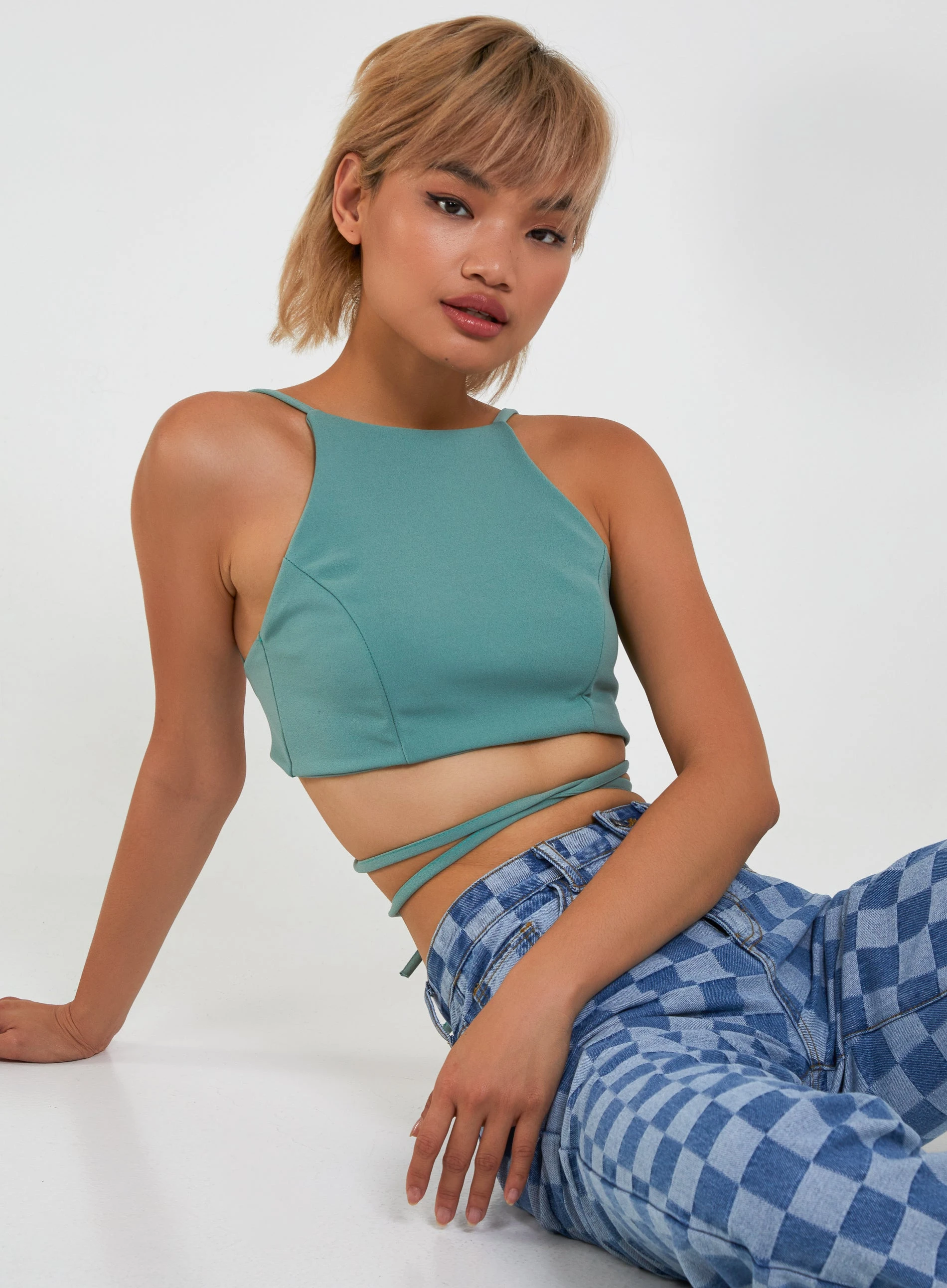 Tie Back Crop Top Sage