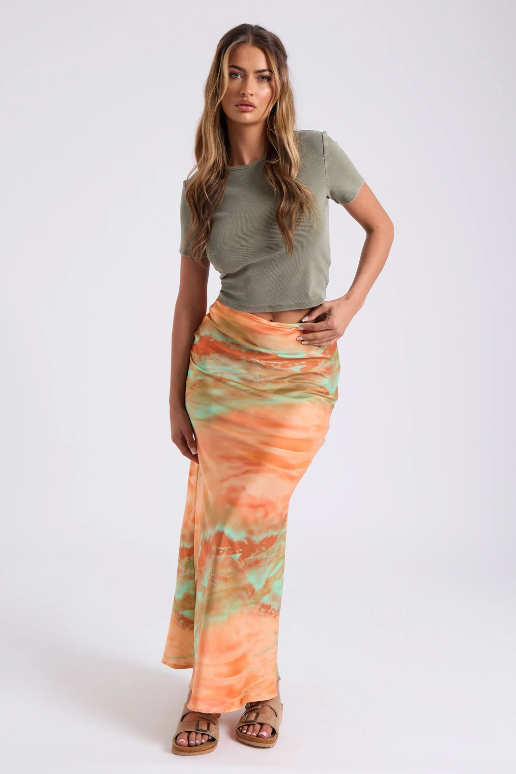 Tie Dye Bias Cut Maxi Skirt /