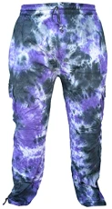 Tie Dye Cargo Lightweight Drawstring Hem Cotton Pants Purple Black Marble XXX-Large Tie Dye Cargo Lightweight Drawstring Hem Cotton Pants Purple Black Marble XXX-Large