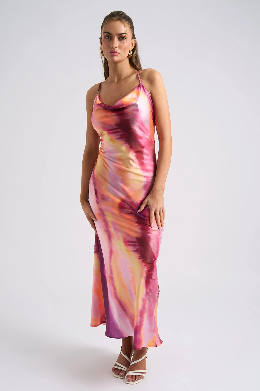 Tie Dye Cross Back Slip Dress  / 10