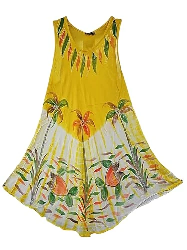 Tie Dye Print Umbrella Cut Dress for Women UK Lightweight Summer Sleeveless Round Neck Loose Swin