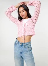 Tie Front Cardigan / PINK
