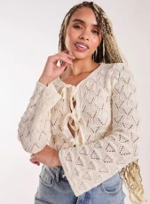 Tie Front Crochet Top CREAM Tie Front Crochet Top CREAM