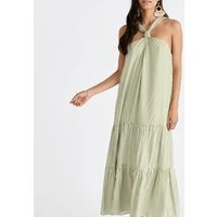 Tiered halterneck maxi dress