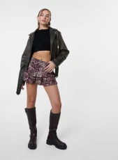 Tiered Leopard Ruffle Mini Skirt Animal