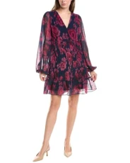 Tiered Mini Dress, Blue, 1