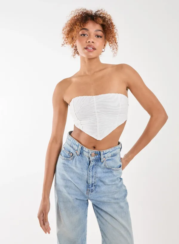 Tiger Print Textured Corset Top - - IVORY