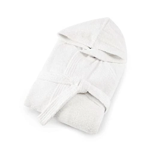 Time Terry Bathrobe with Hood for Men and Women, 360 g/m², White, L