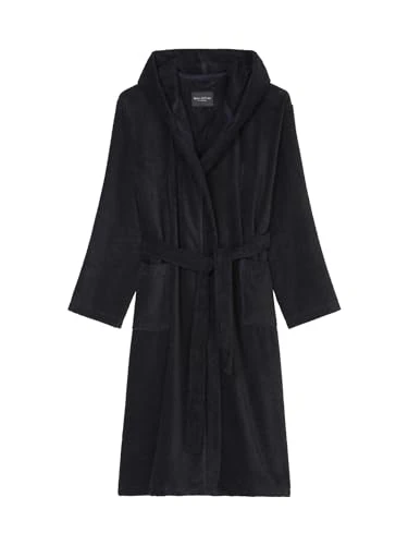 Timeless Men's Bathrobe, 100% Organic Terry Cotton, Plain, Dark Navy, XL