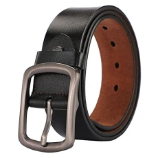 Titanium Leather Belt Men Leather Belt Soft Leather Needle Buckle Belt Men Cowhide Casual Vintage Pants Belted Plaid Coat (Black, 110)