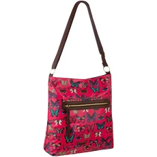 TM - Ladies Oil Cloth Cross Body Womens Butterfly Design Shoulder Bag Fushia TM - Ladies Oil Cloth Cross Body Womens Butterfly Design Shoulder Bag Fushia