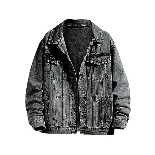 Todays Deals Men's Autumn Winter Casual Long Sleeve Turn Down Collar Solid Denim Jacket Coat Water P