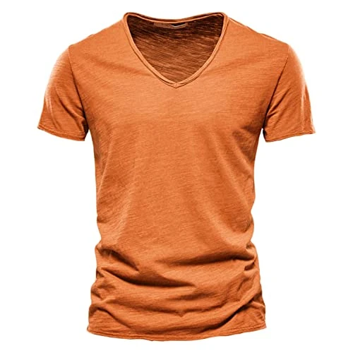 Todays Deals Men's Long Sleeve T Shirt Pack of T Shirts for Men Baseball T Shirt Men Smart Short Sleeve Shirts Men Non Iron Polo Shirts for Men Warehouse Clearance Bargains Sale Orange