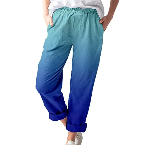 Today's Deals of The Day Casual Summer Pants for Women Ladies Crinkle Trousers Pants Suit for Women 